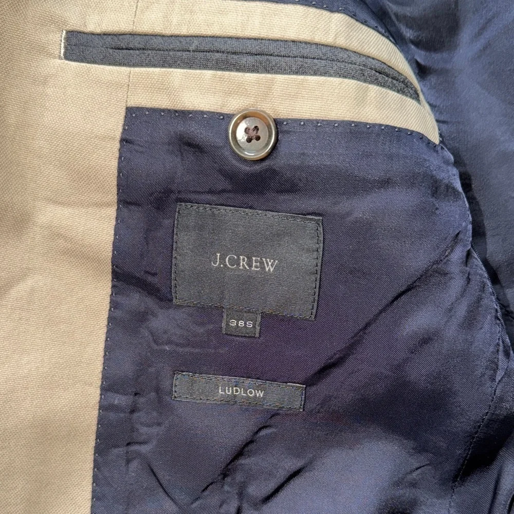 J. Crew Ludlow Slim-fit suit jacket in Italian cotton, Size 38/S, Khaki